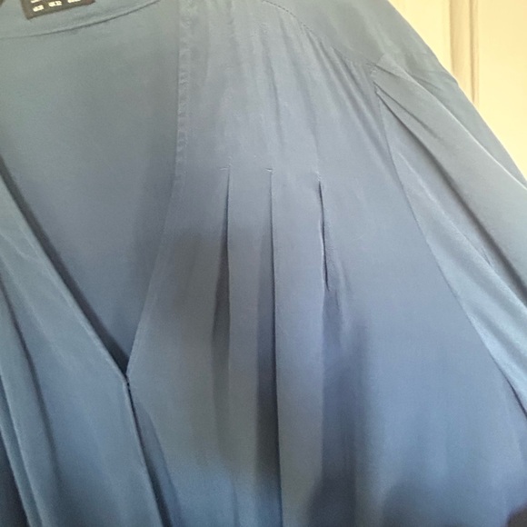 BloomChic 28 Navy Wrap-Front Short Sleeve Women's Top - Picture 3 of 8